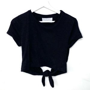 CALE Knotted Hem Tee Black size M